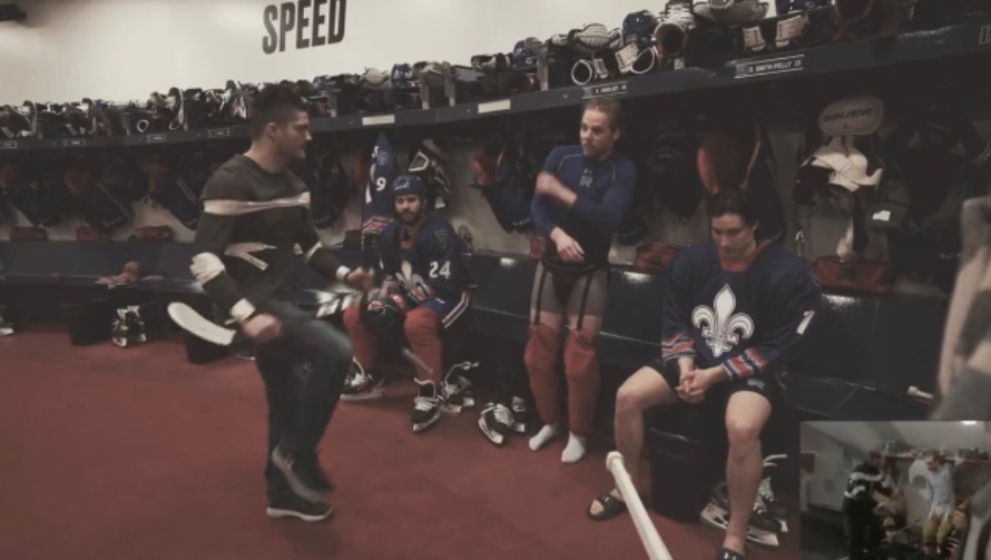Les joueurs du Rocket de Laval reproduisent une scène du film les Boys